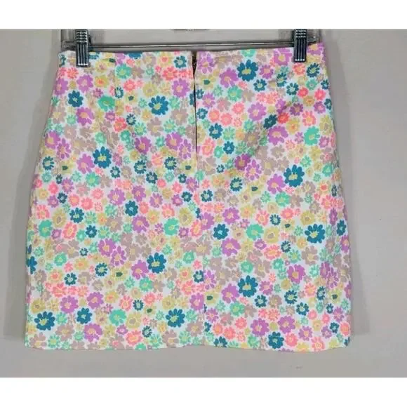 Wild Fable Colorful Floral Spring Easter Mini Skirt Front Slit Size 6 - Picture 4 of 5
